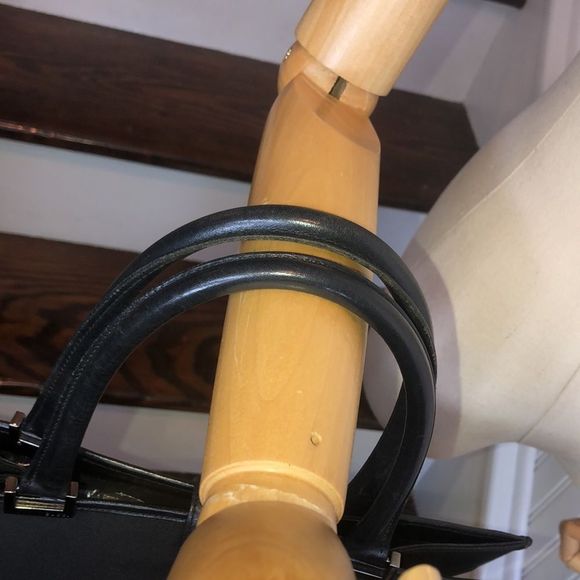 GUCCI Jackie Black Leather Rolled Top Handles Tall Nylon Tote Bag VTG Mint - Picture 11 of 17